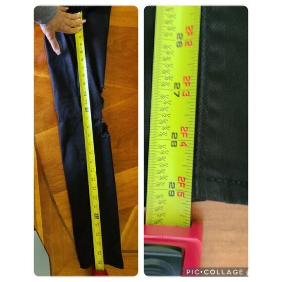 Levis 721 Skinny Jeans Sz 25 (24) High Rise Black Ripped Knees Distressed‎ - Picture 11 of 12